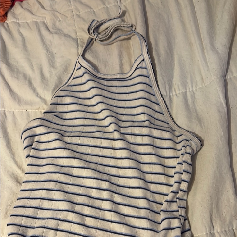 American Eagle Outfitters Blue and White Striped Tank Top